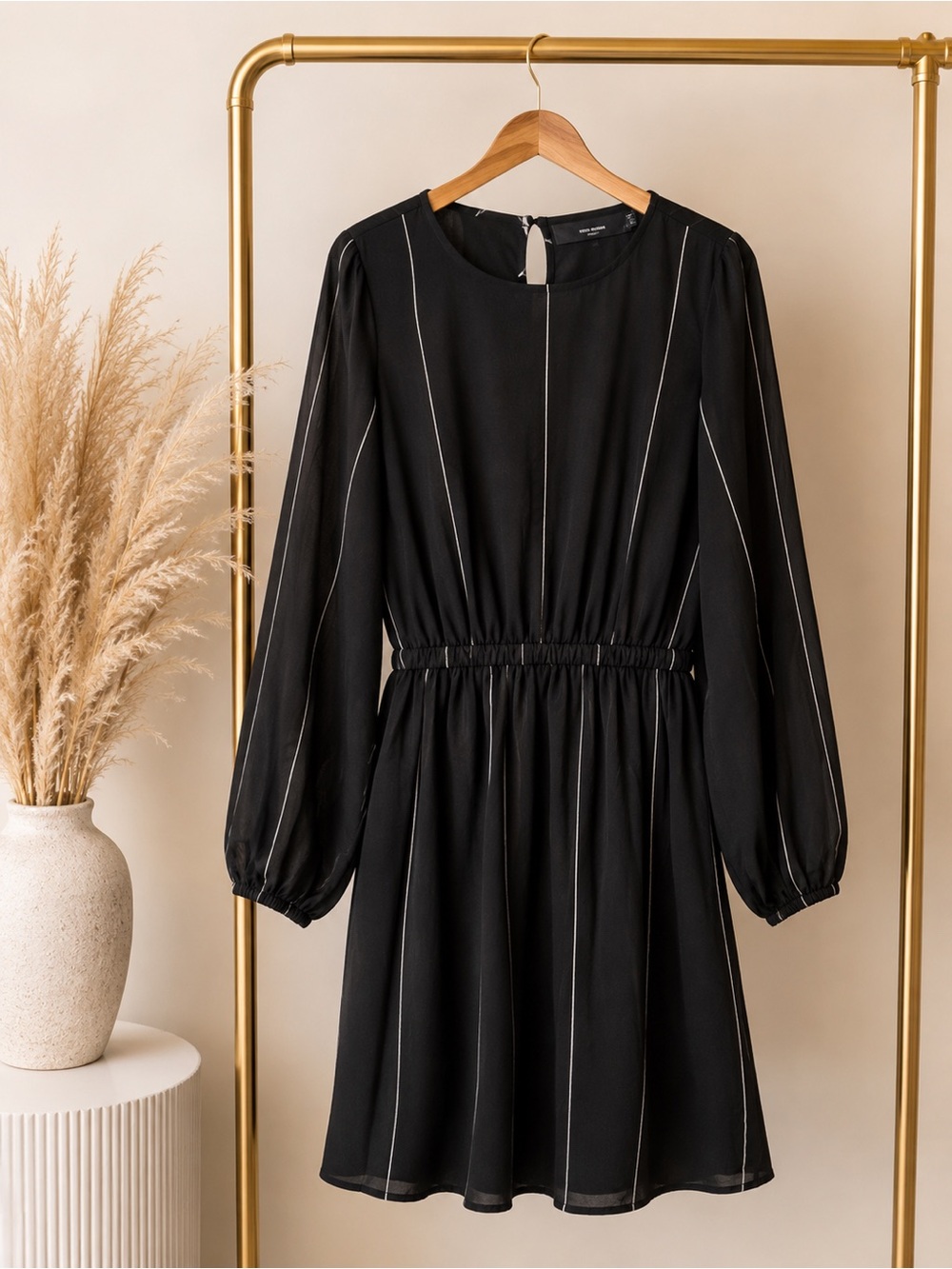 Vero Moda Black Long Sleeve Fit & Flare Dress Size Large